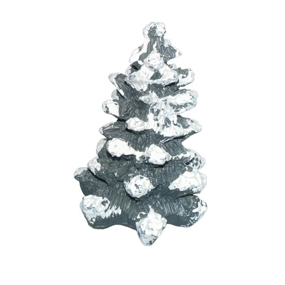 Vintage 1997 Village Square Pine Tree Covered in Snow Mervyns Christmas Holiday - Picture 3 of 6